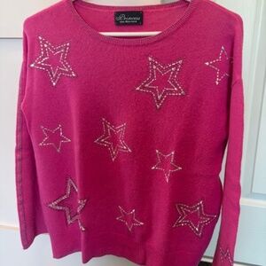 PRINCESS GOES HOLLYWOOD Women's sz S sweater cashmere blend pink with crystals
